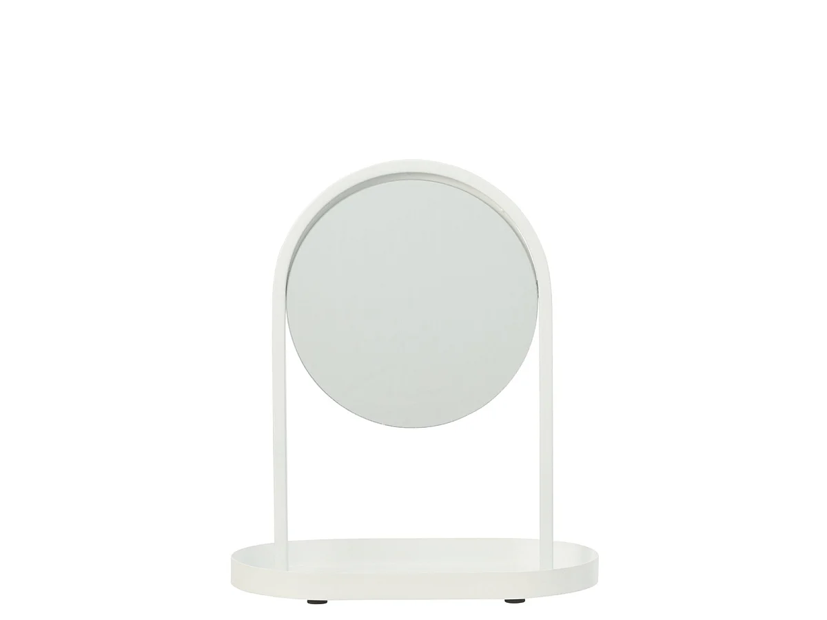 Miroir Avec Support Bijoux "Perle" 32cm Blanc
