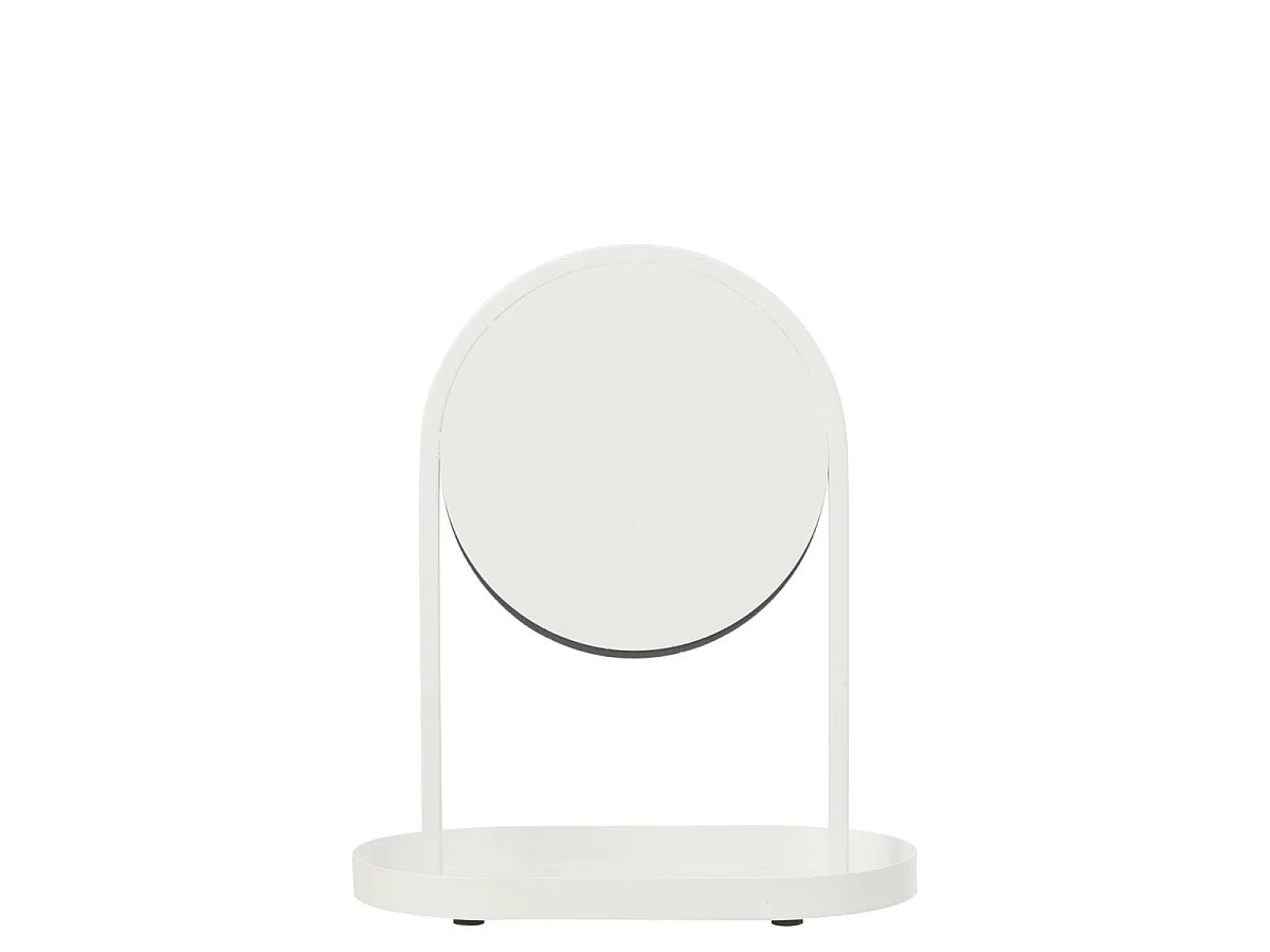Miroir Avec Support Bijoux "Perle" 32cm Blanc