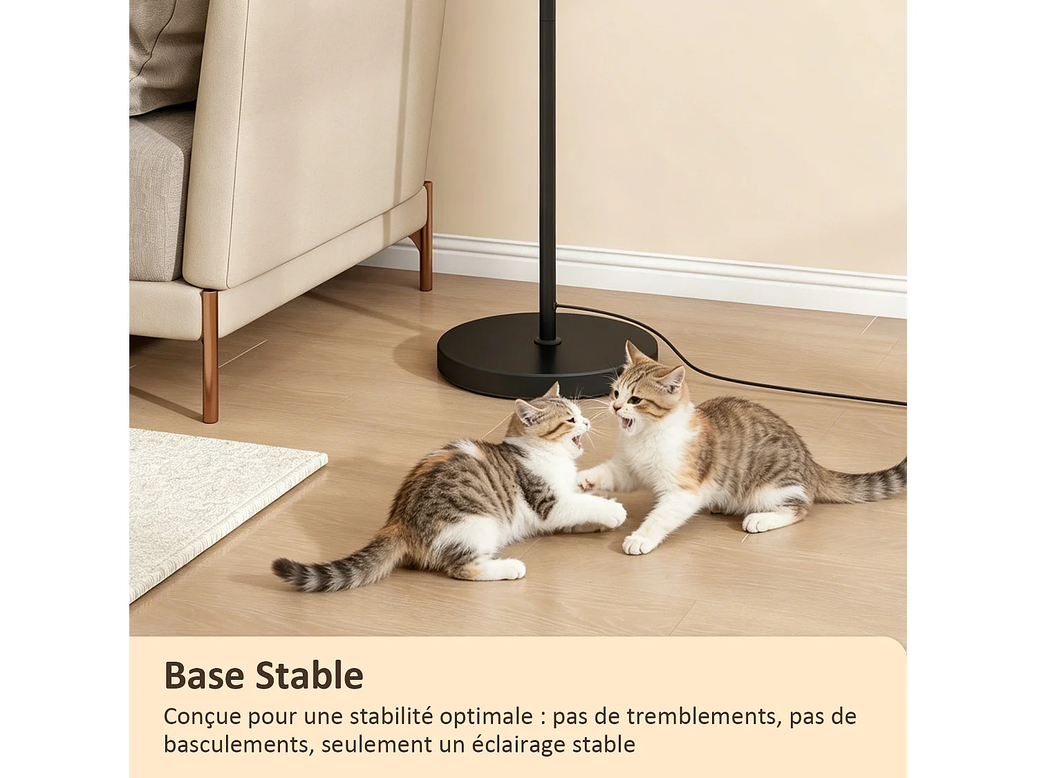 Lampadaire à arc - Puluomis - abat‑jour lin 270° orientable, télécommande + pédale, température de couleur variable, minuterie 1h - Noir