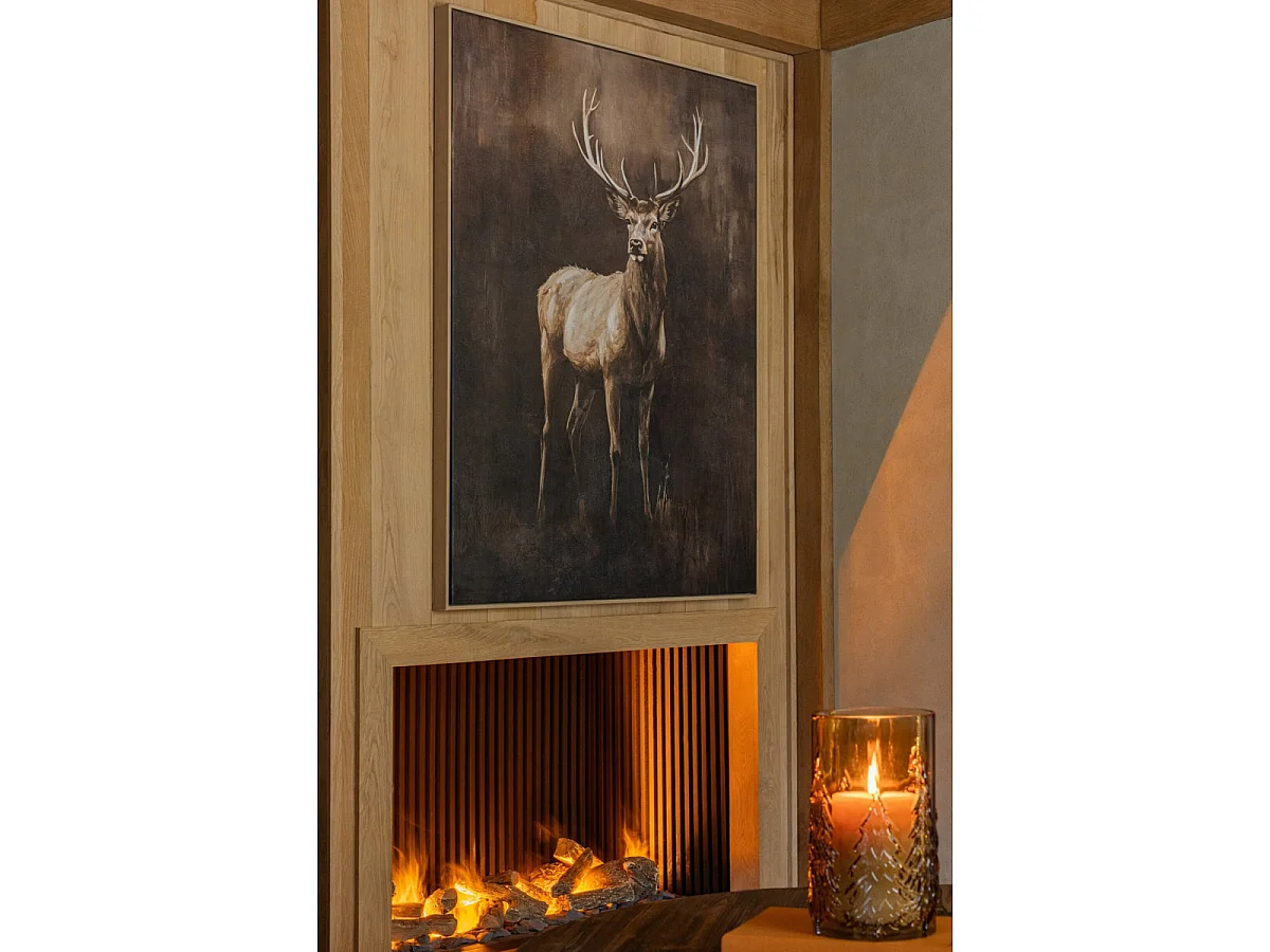 Tableau Déco Cerf "Forêt" 80x120cm Marron