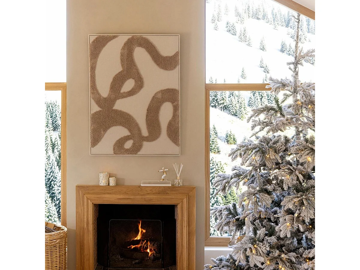 Tableau Déco "Tufté" 80x100cm Beige & Marron