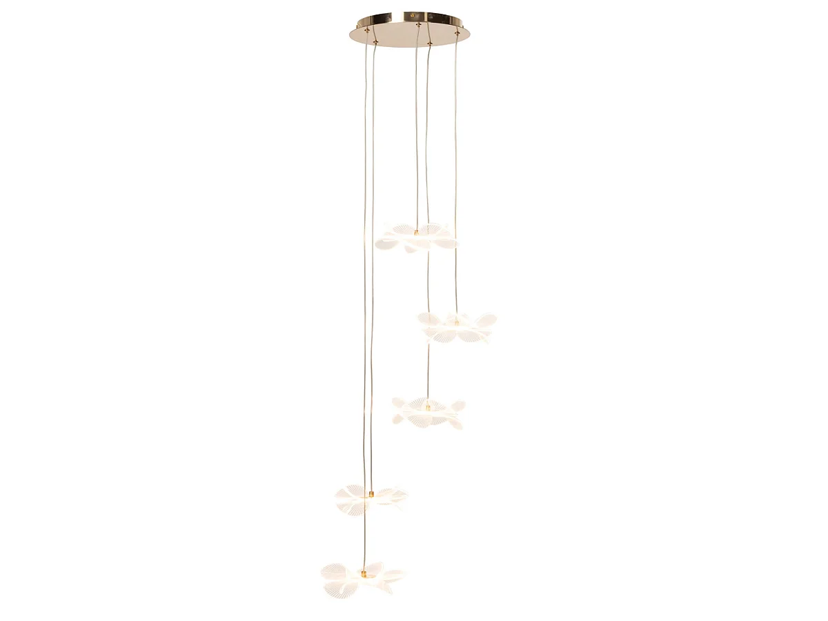 Plafonnier Fleurs LED "Blossom II" 150cm Doré