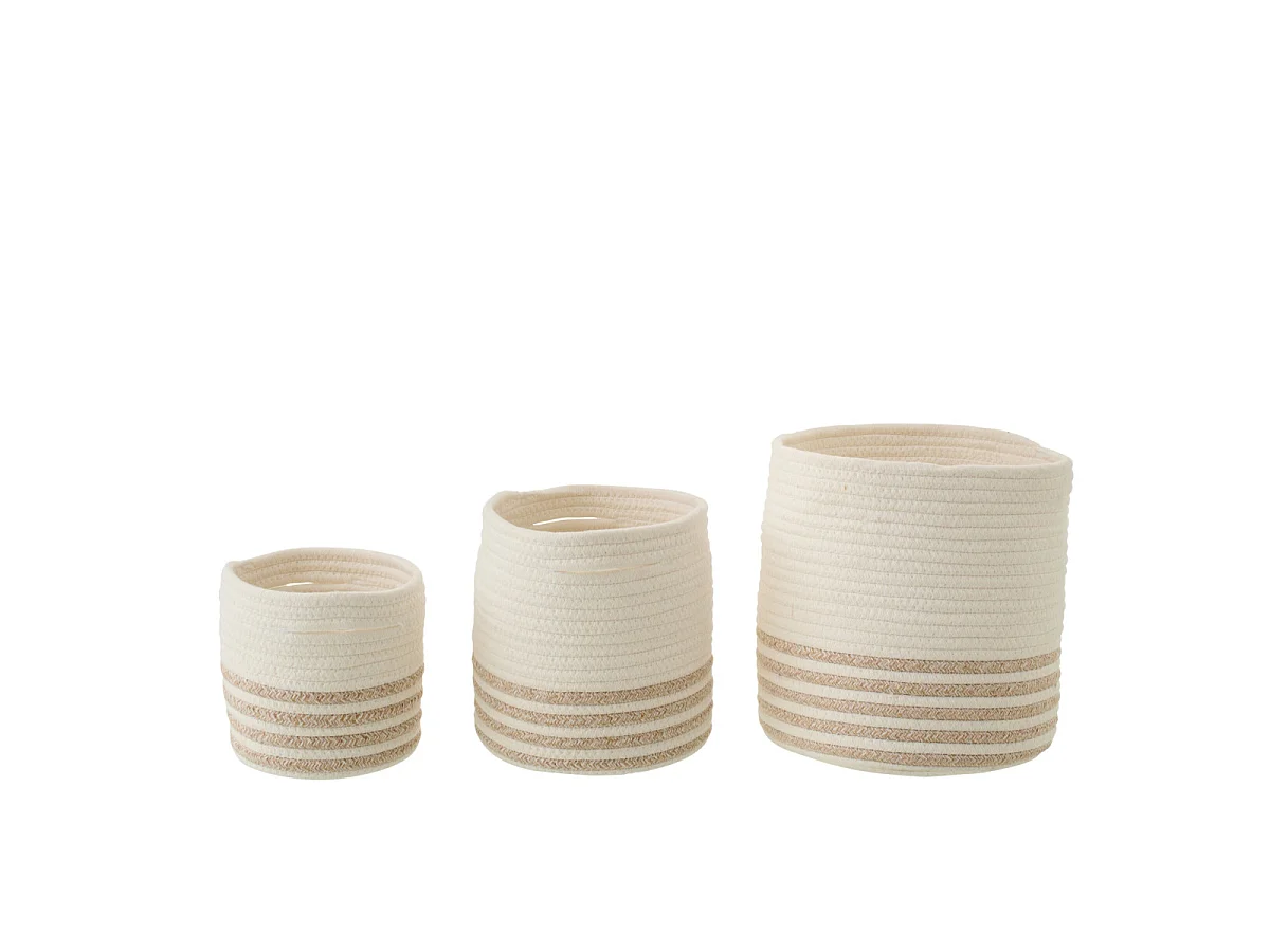 Lot de 3 Paniers de Rangement "Ligné" 25cm Blanc