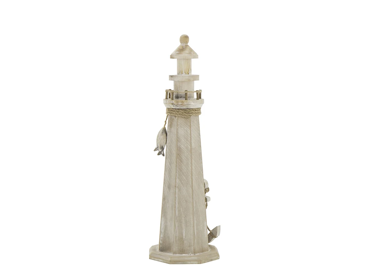 Phare Déco en Bois "Bréhat" 53cm Naturel