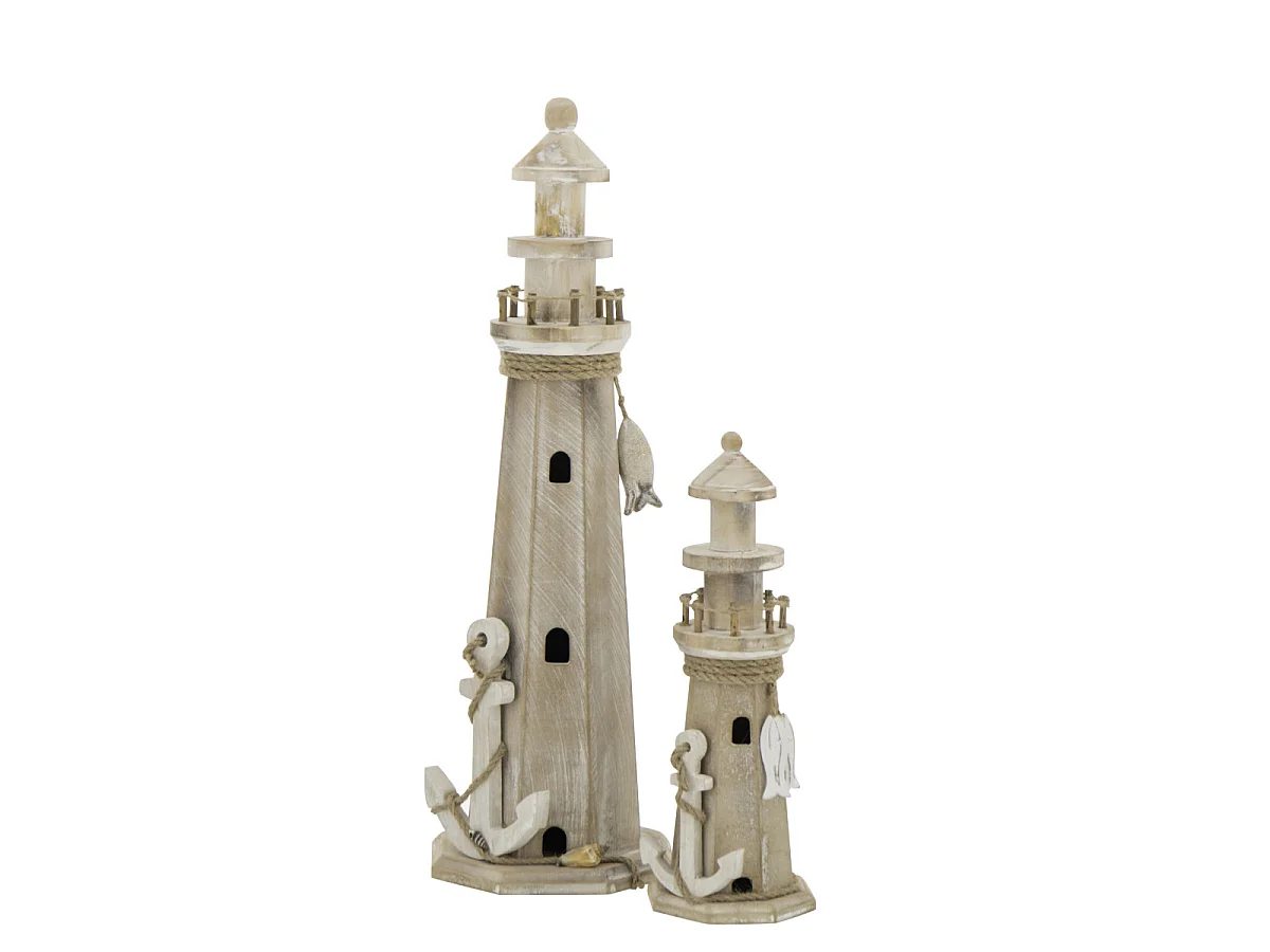 Phare Déco en Bois "Bréhat" 53cm Naturel