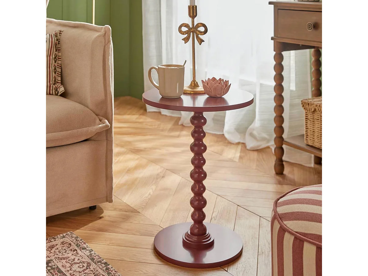 Table d'Appoint Ronde "Alix" 50cm Rouge Grenat