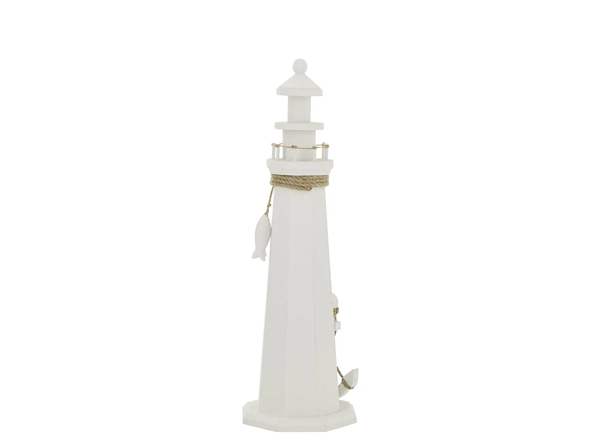 Phare Déco en Bois "Bréhat" 53cm Blanc