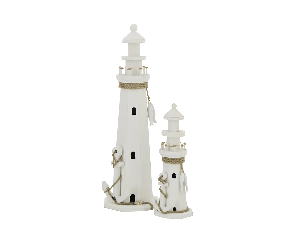 Phare Déco en Bois "Bréhat" 53cm Blanc