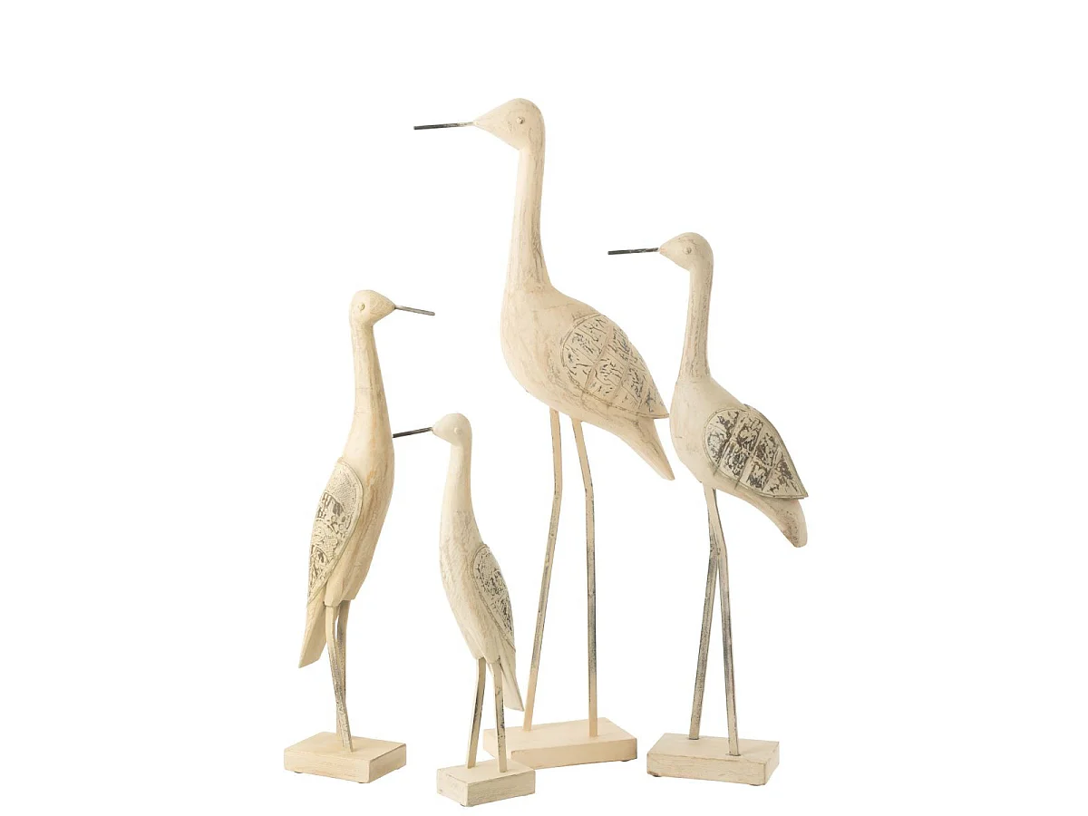 Statue Déco Oiseau en Bois "Denny" 62cm Naturel