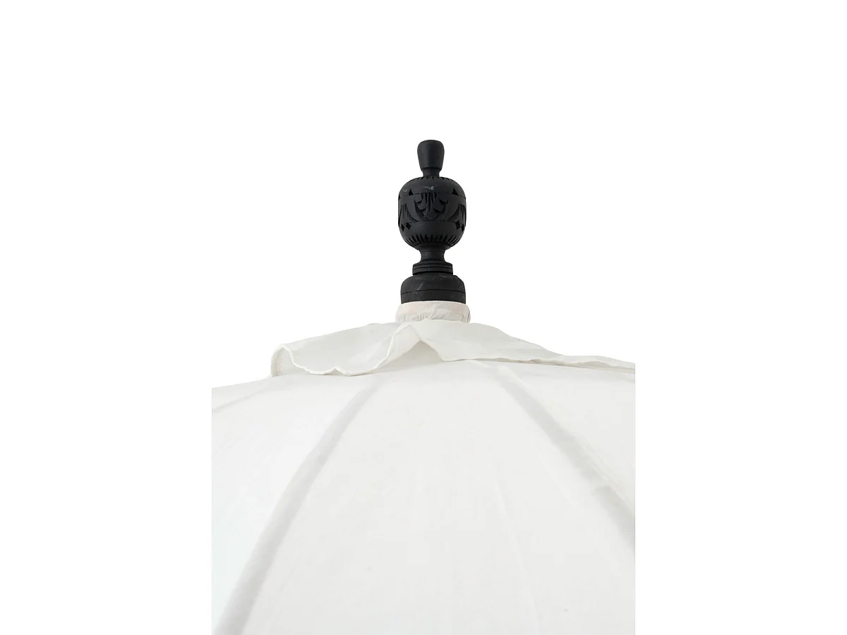 Parasol Rond à Franges "Flavie" 180cm Écru & Noir