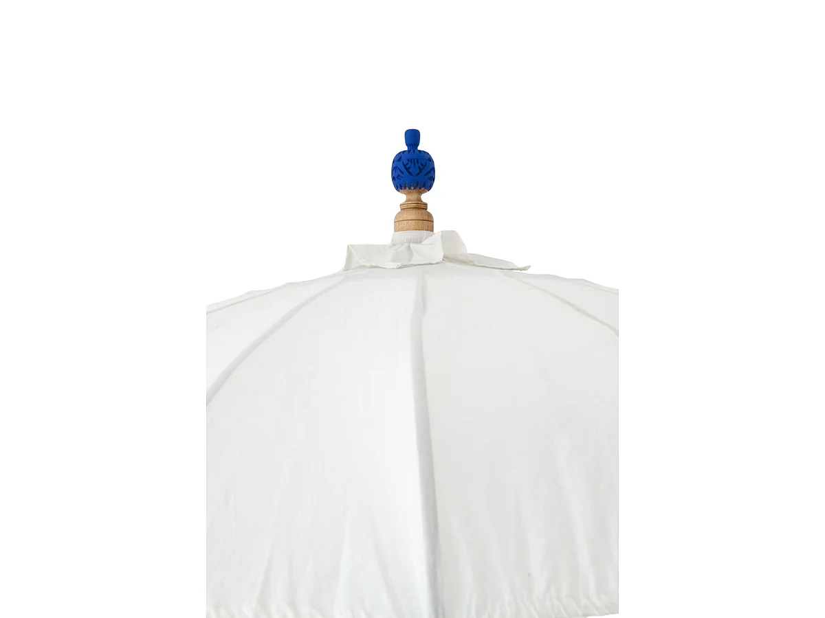 Parasol Rond à Franges "Flavie" 180cm Écru & Bleu