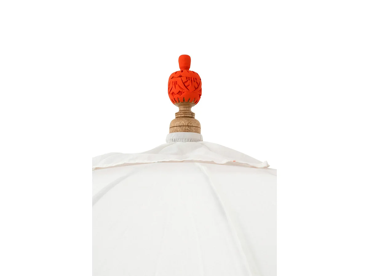 Parasol Rond à Franges "Flavie" 180cm Écru & Orange