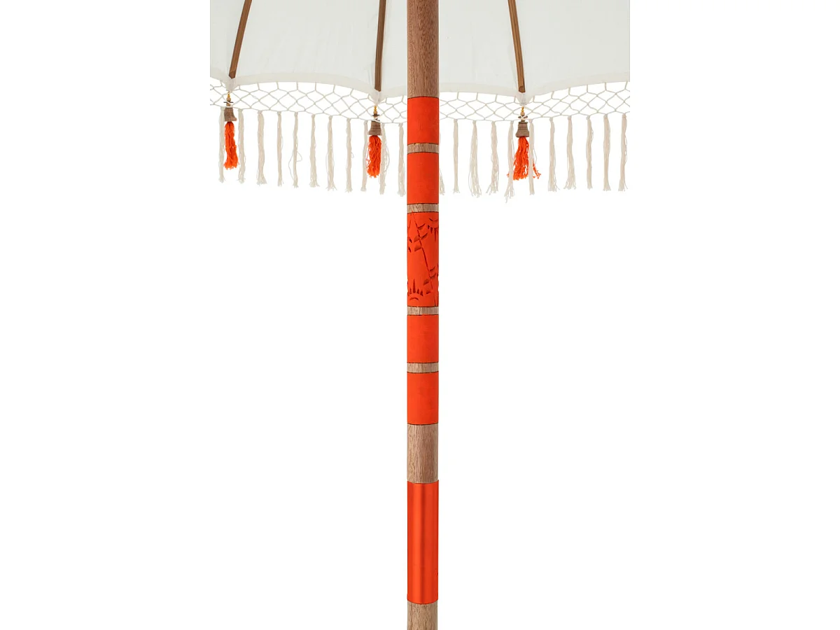 Parasol Rond à Franges "Flavie" 180cm Écru & Orange