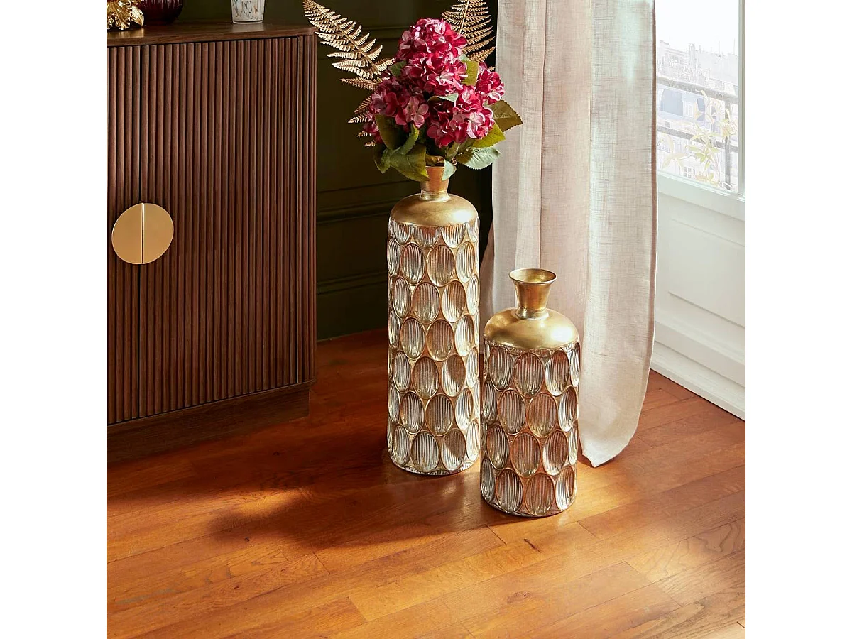 Vase Strié en Métal "Belli" 60cm Doré