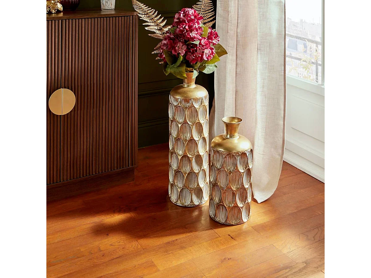 Vase Strié en Métal "Belli" 41cm Doré