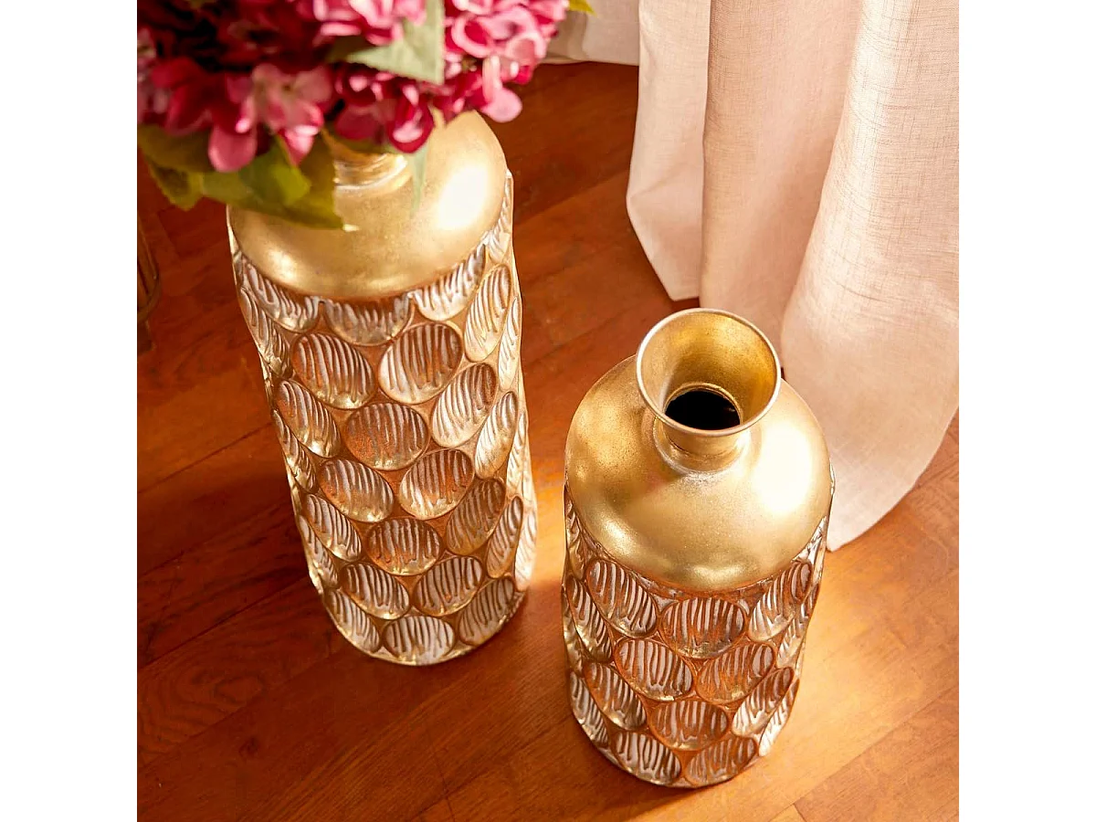 Vase Strié en Métal "Belli" 41cm Doré