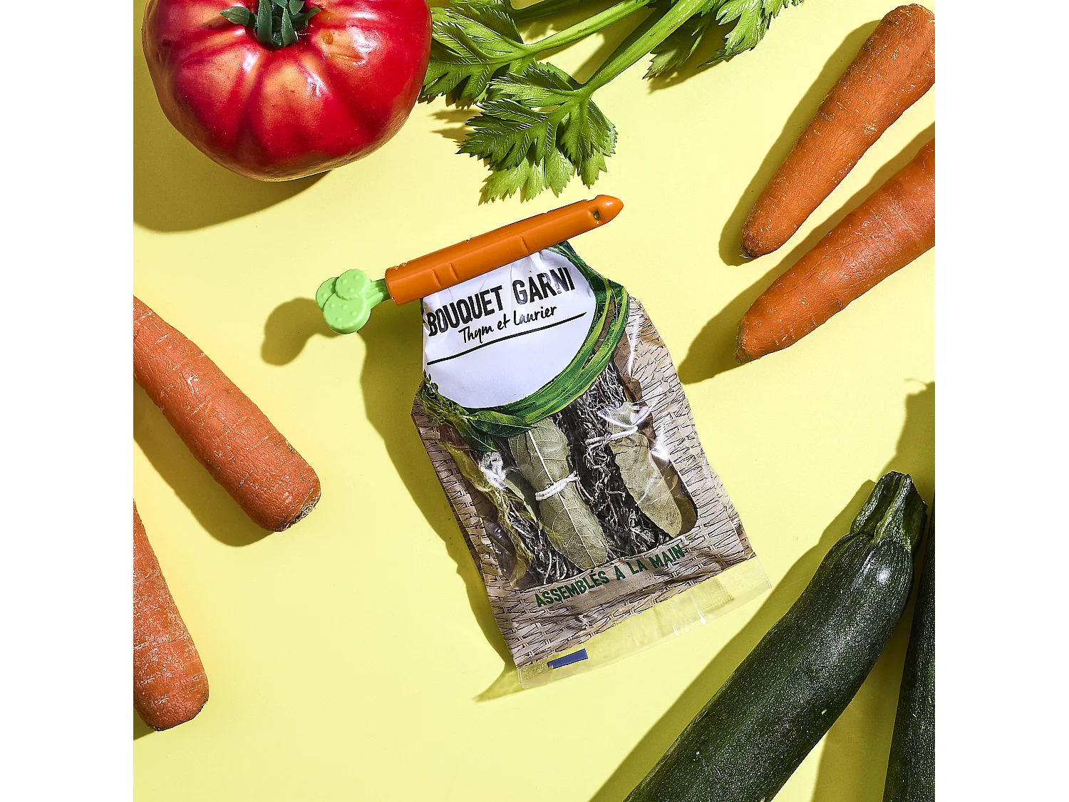 Lot de 4 Pinces Ferme-Sachet - COOK CONCEPT - Carottes - Pratiques - Orange et Vert