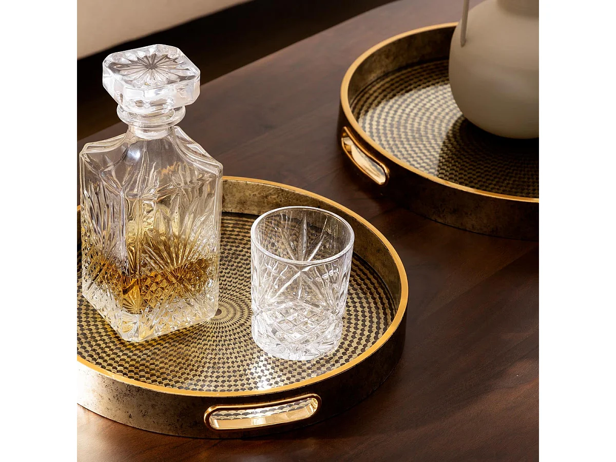 Lot de 2 Plateaux Déco "Elya" 35cm Or