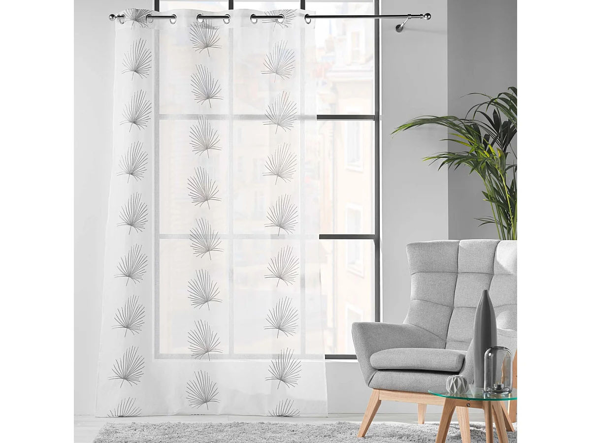 Rideau Voilage à Œillets "Palmaris" 140x240cm Gris