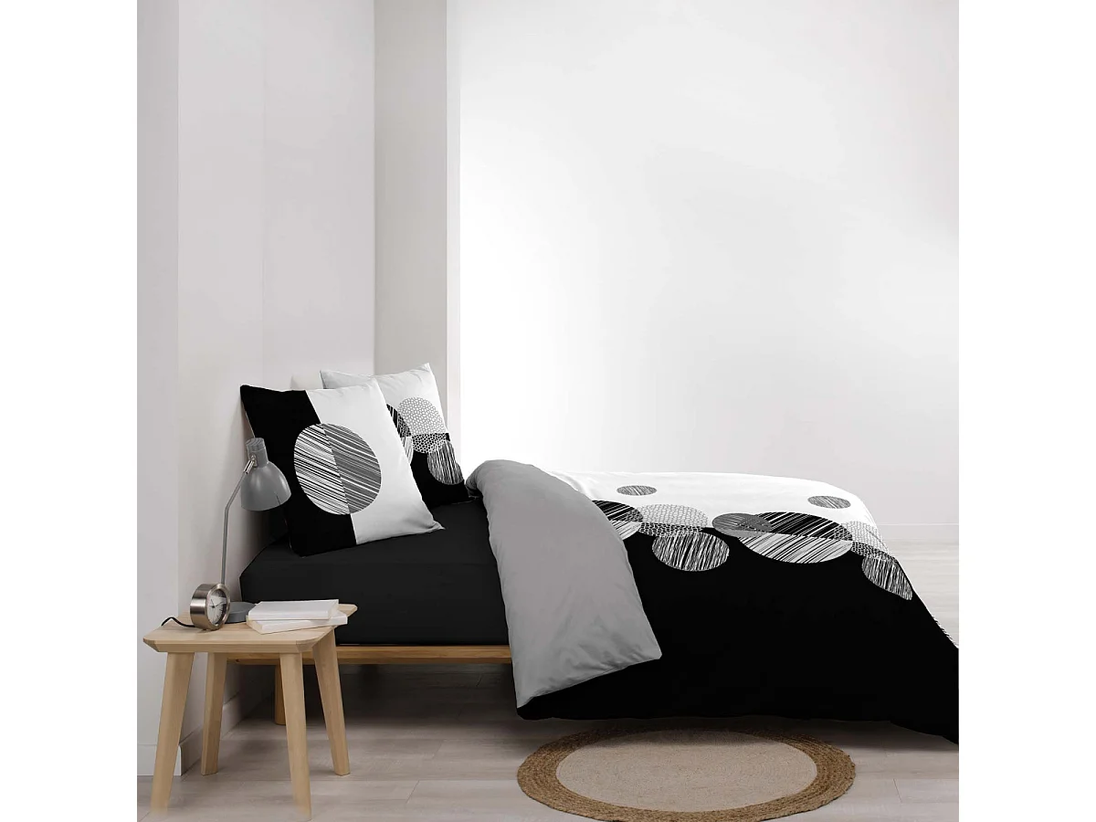 Parure de Lit 3 Pièces "Stormi" 240x220cm Noir