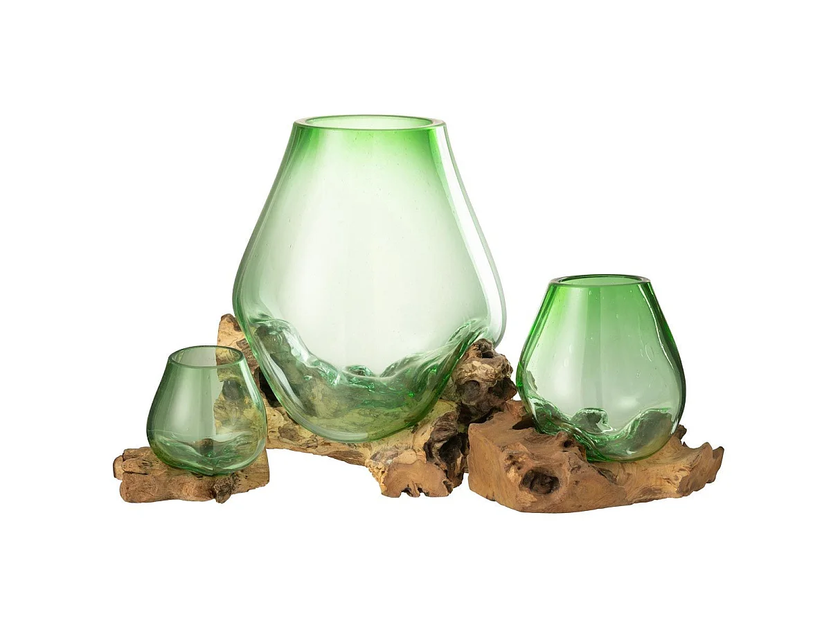 Vase en Verre sur Racine "Gamal" 33cm Vert