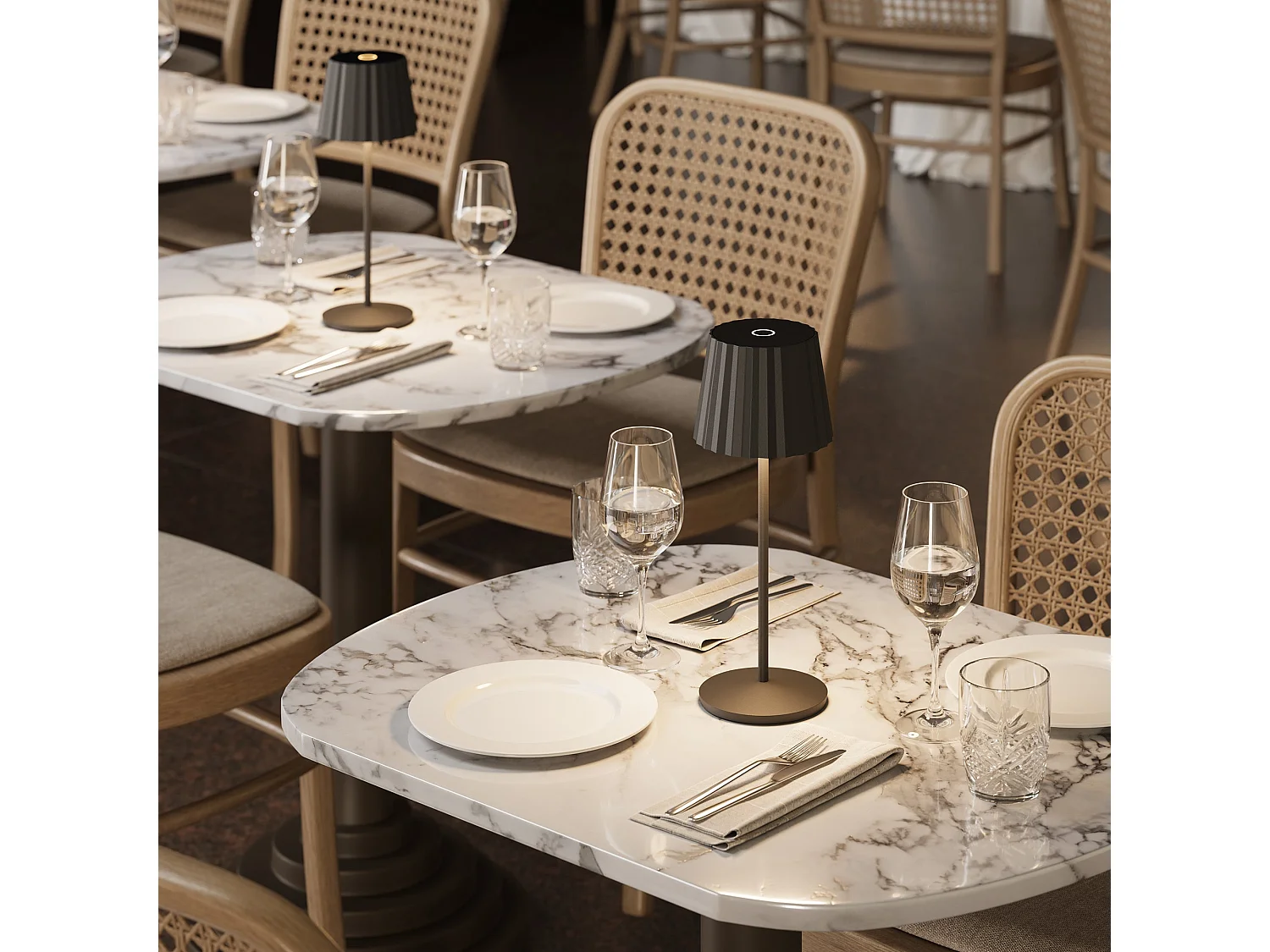 6 Lampes de table ABBY Noir H30cm + base de chargement