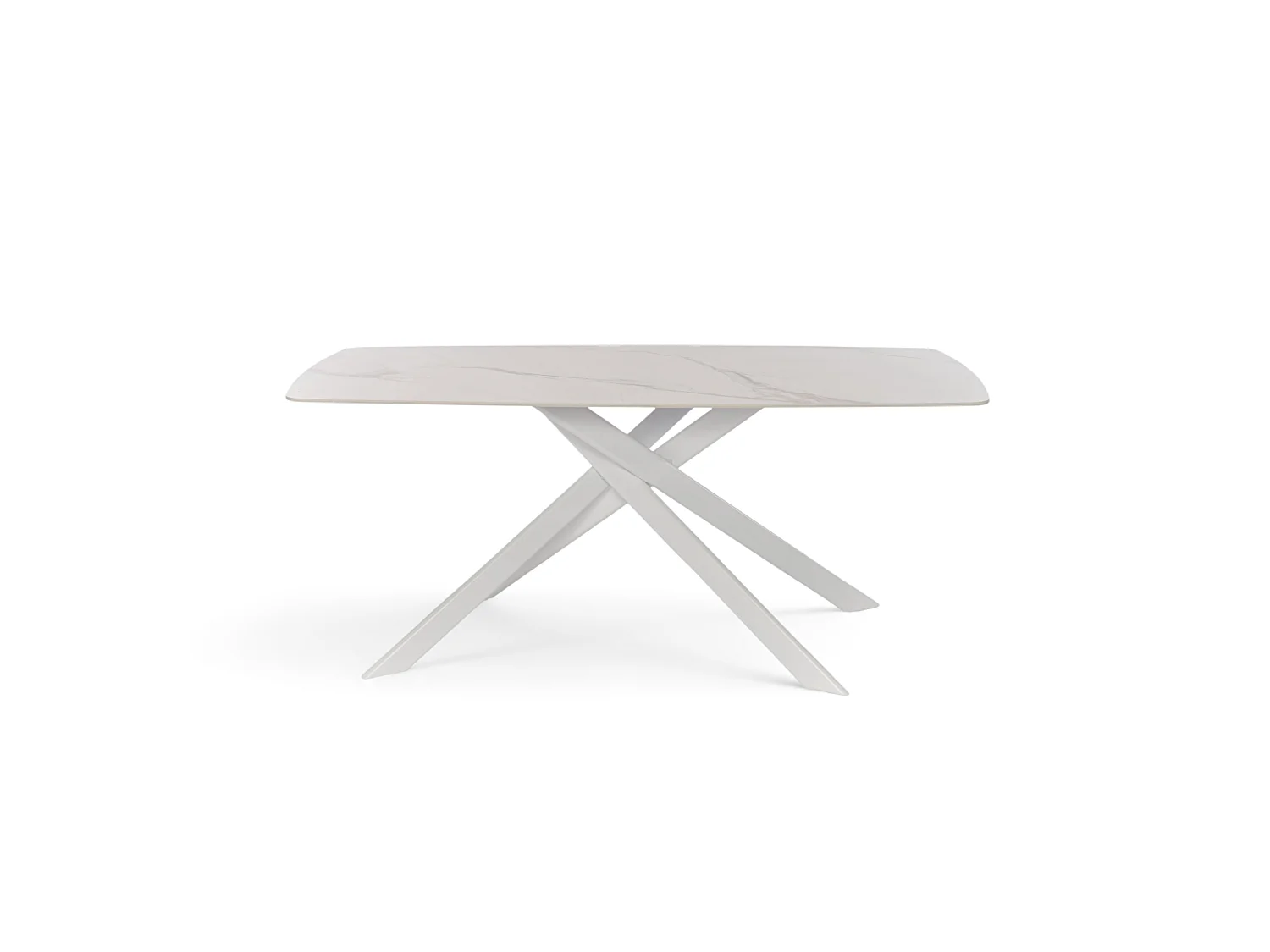 Stół ceramiczny efekt Calacatta Oro z białymi nogami, 180 cm – SAINT FLORENT