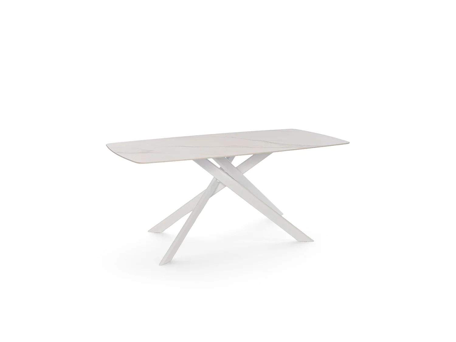 Stół ceramiczny efekt Calacatta Oro z białymi nogami, 180 cm – SAINT FLORENT