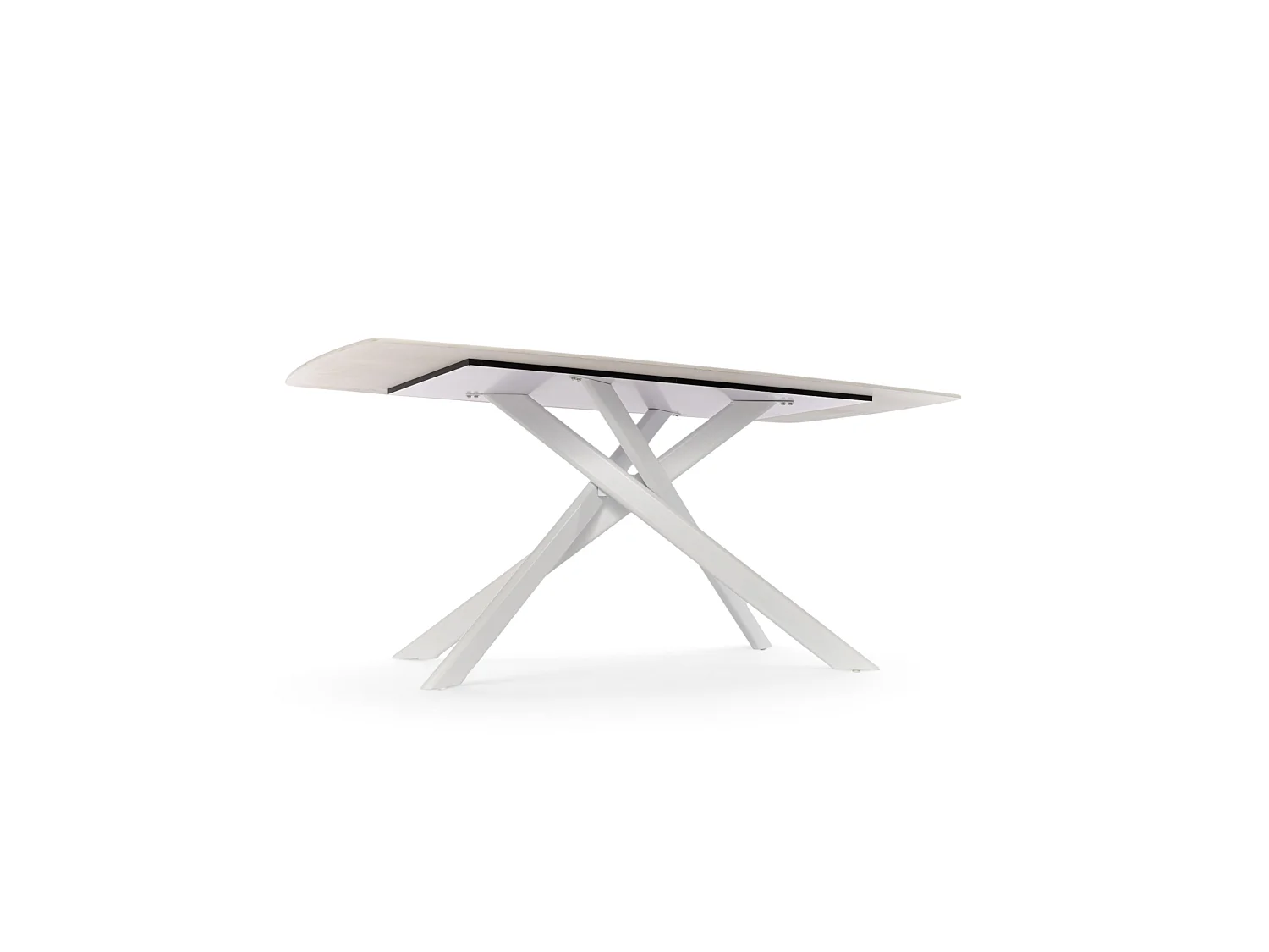 Stół ceramiczny efekt Calacatta Oro z białymi nogami, 180 cm – SAINT FLORENT