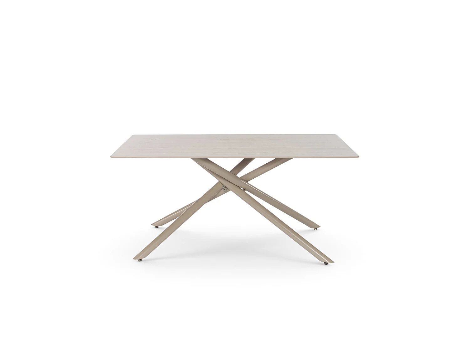 Stół ceramiczny efekt trawertynu z beżowymi nogami X, 160 cm – MACINAGGIO