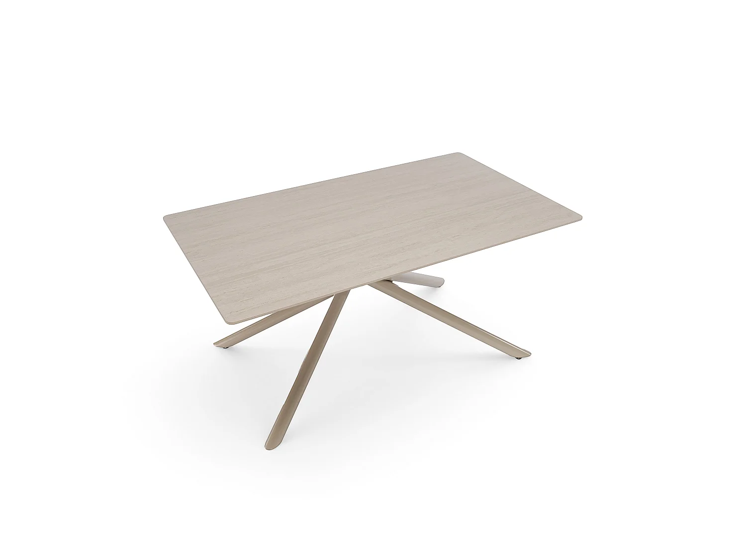 Stół ceramiczny efekt trawertynu z beżowymi nogami X, 160 cm – MACINAGGIO