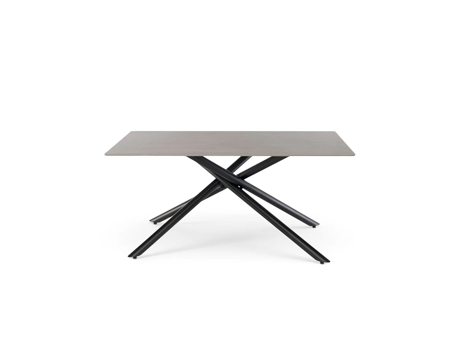 Stół ceramiczny efekt szarego kamienia z nogami X, 160 cm – MACINAGGIO