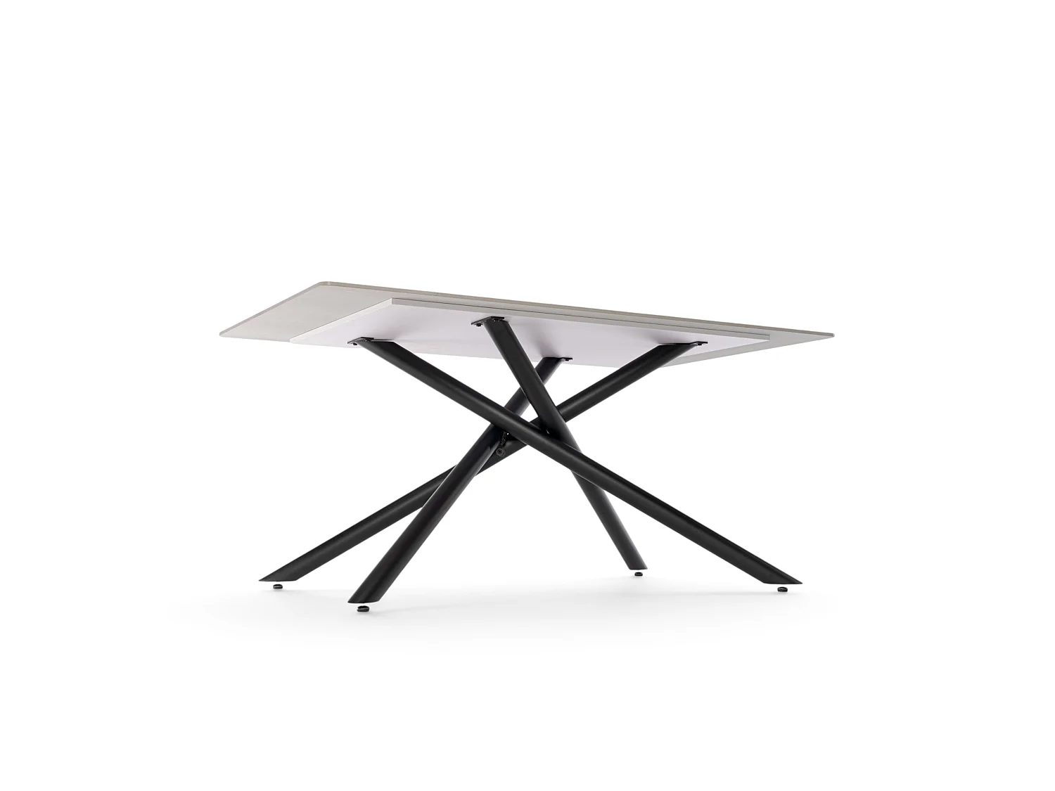 Stół ceramiczny efekt szarego kamienia z nogami X, 160 cm – MACINAGGIO