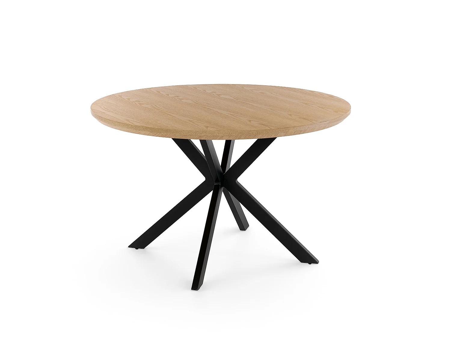 Tavolo rotondo impiallacciato rovere con gambe a X nere Ø120 cm-GIRAGLIA