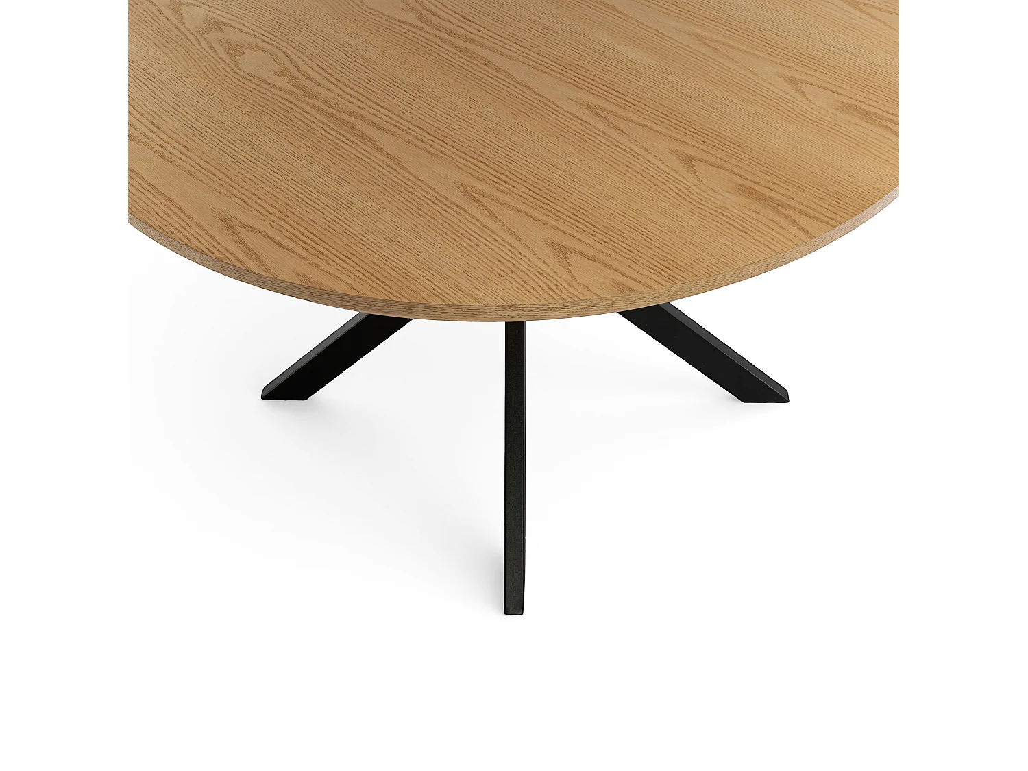 Tavolo rotondo impiallacciato rovere con gambe a X nere Ø120 cm-GIRAGLIA