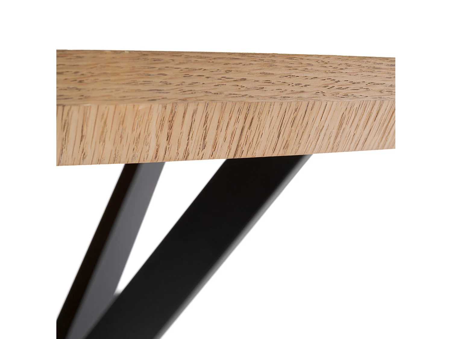 Tavolo rotondo impiallacciato rovere con gambe a X nere Ø120 cm-GIRAGLIA