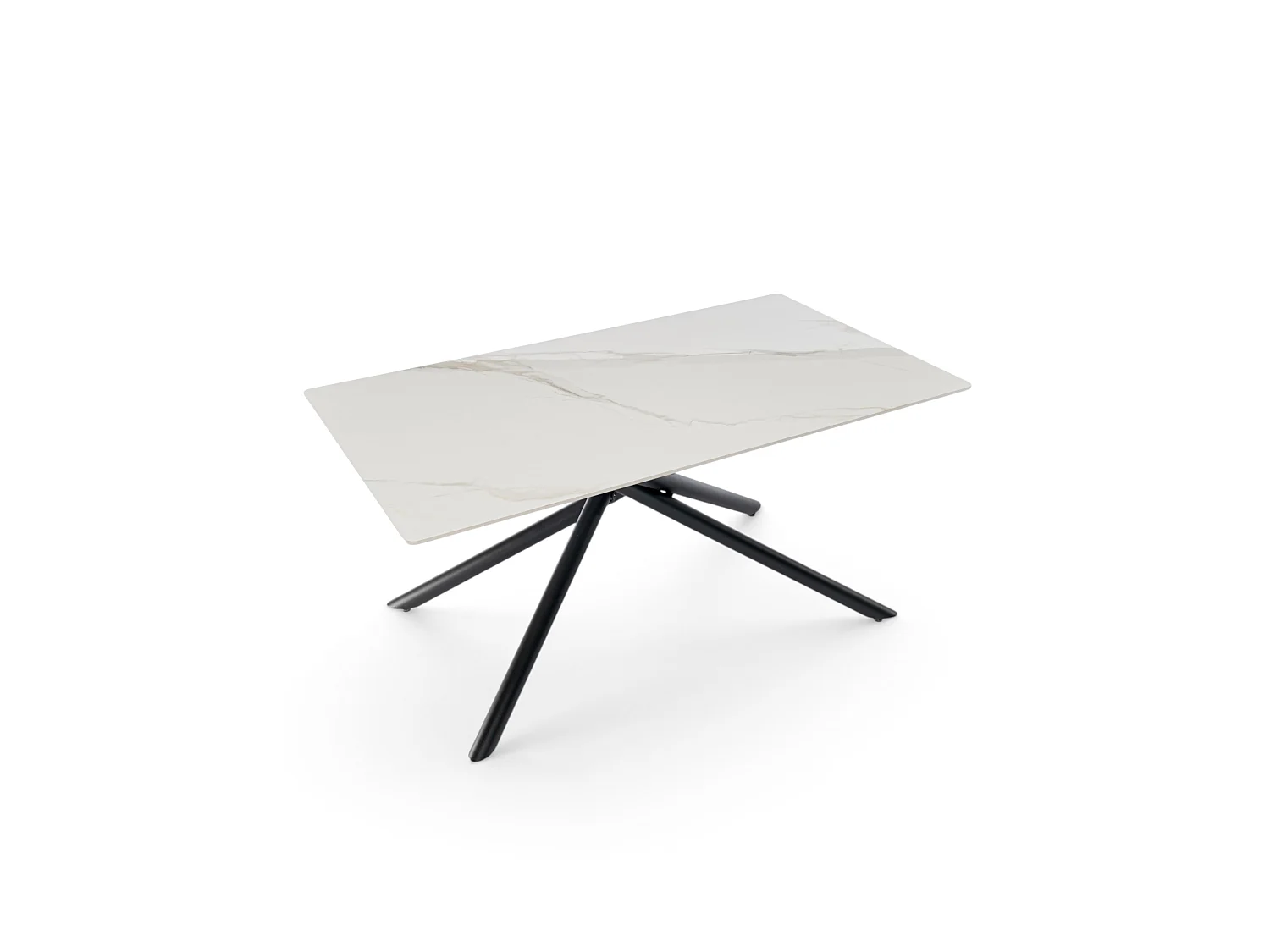 Tavolo in ceramica effetto Calacatta con gambe a X 140 cm-MACINAGGIO