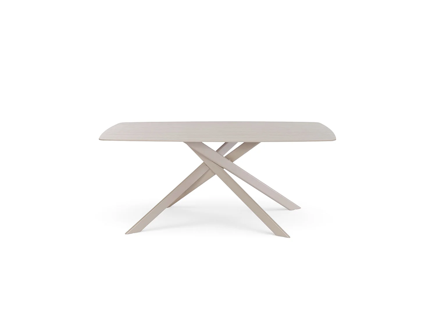 Stół ceramiczny efekt trawertynu z beżowymi nogami X, 180 cm – SAINT FLORENT