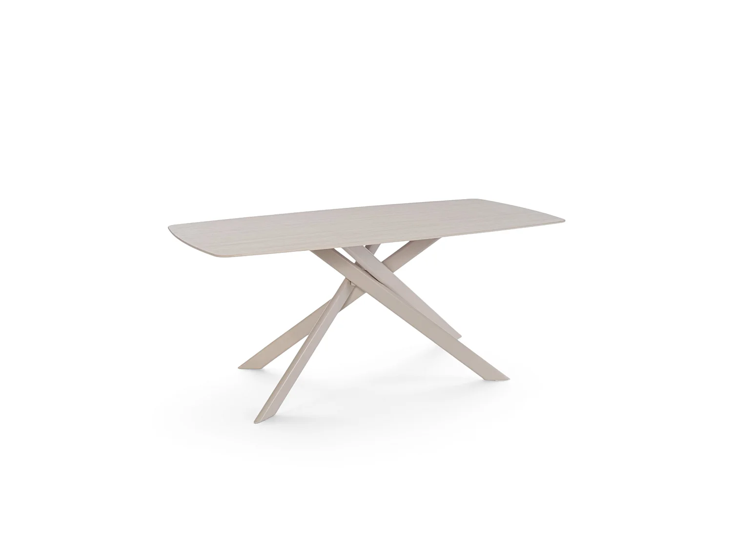 Stół ceramiczny efekt trawertynu z beżowymi nogami X, 180 cm – SAINT FLORENT