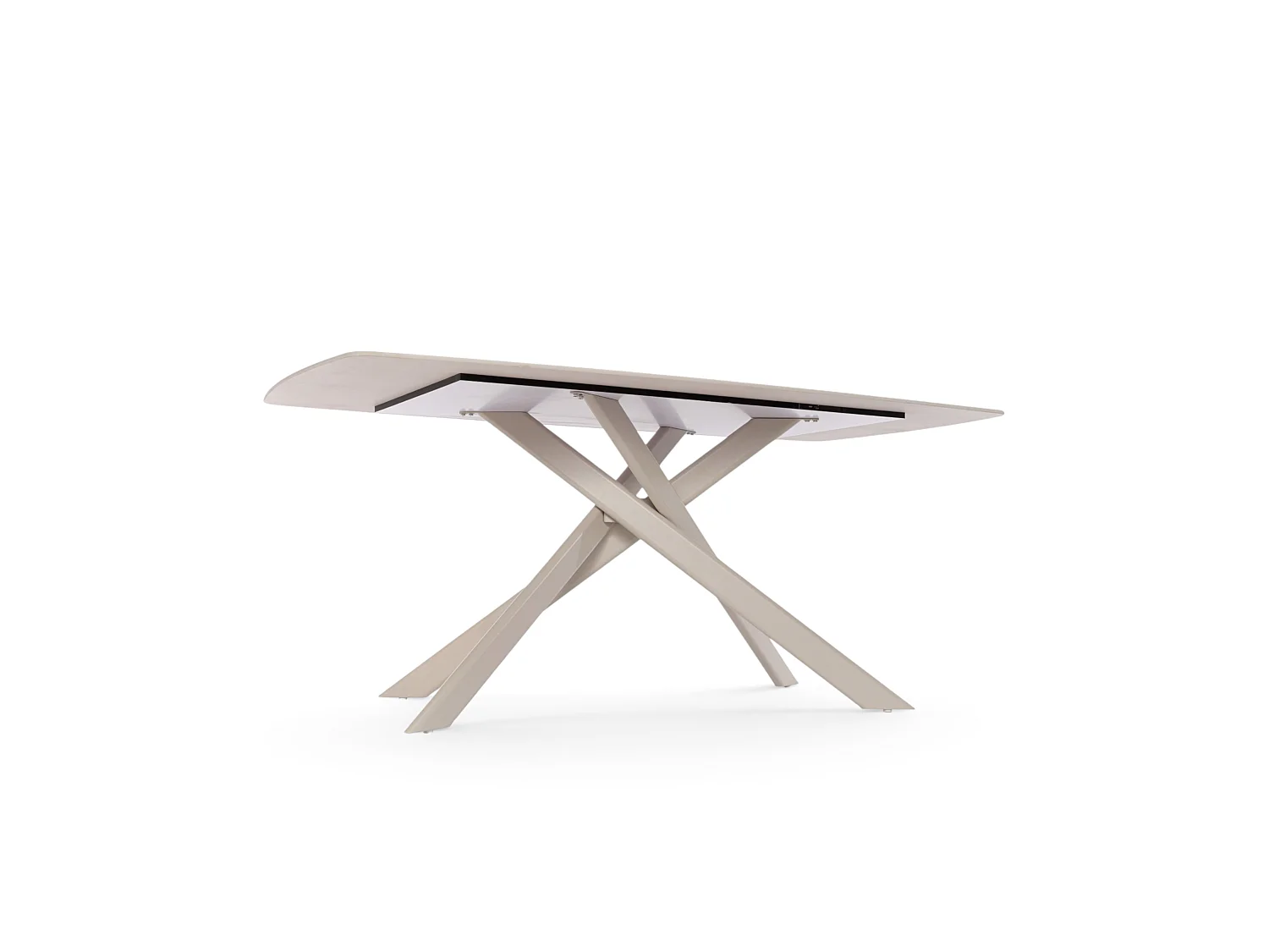 Stół ceramiczny efekt trawertynu z beżowymi nogami X, 180 cm – SAINT FLORENT