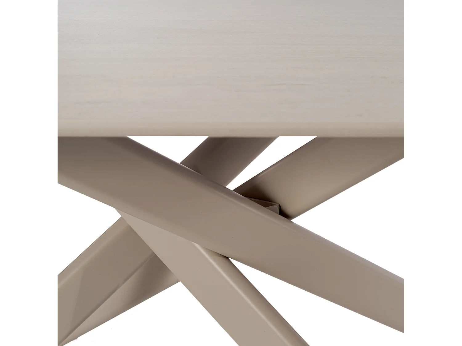 Stół ceramiczny efekt trawertynu z beżowymi nogami X, 180 cm – SAINT FLORENT