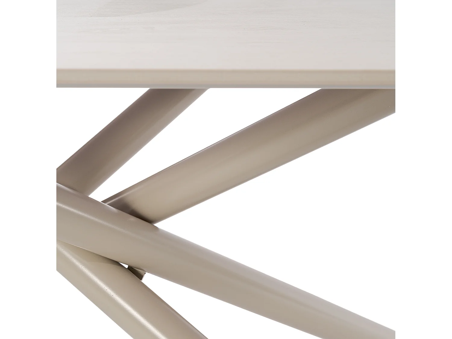 Tavolo in ceramica effetto travertino con gambe a X beige 140 cm-MACINAGGIO