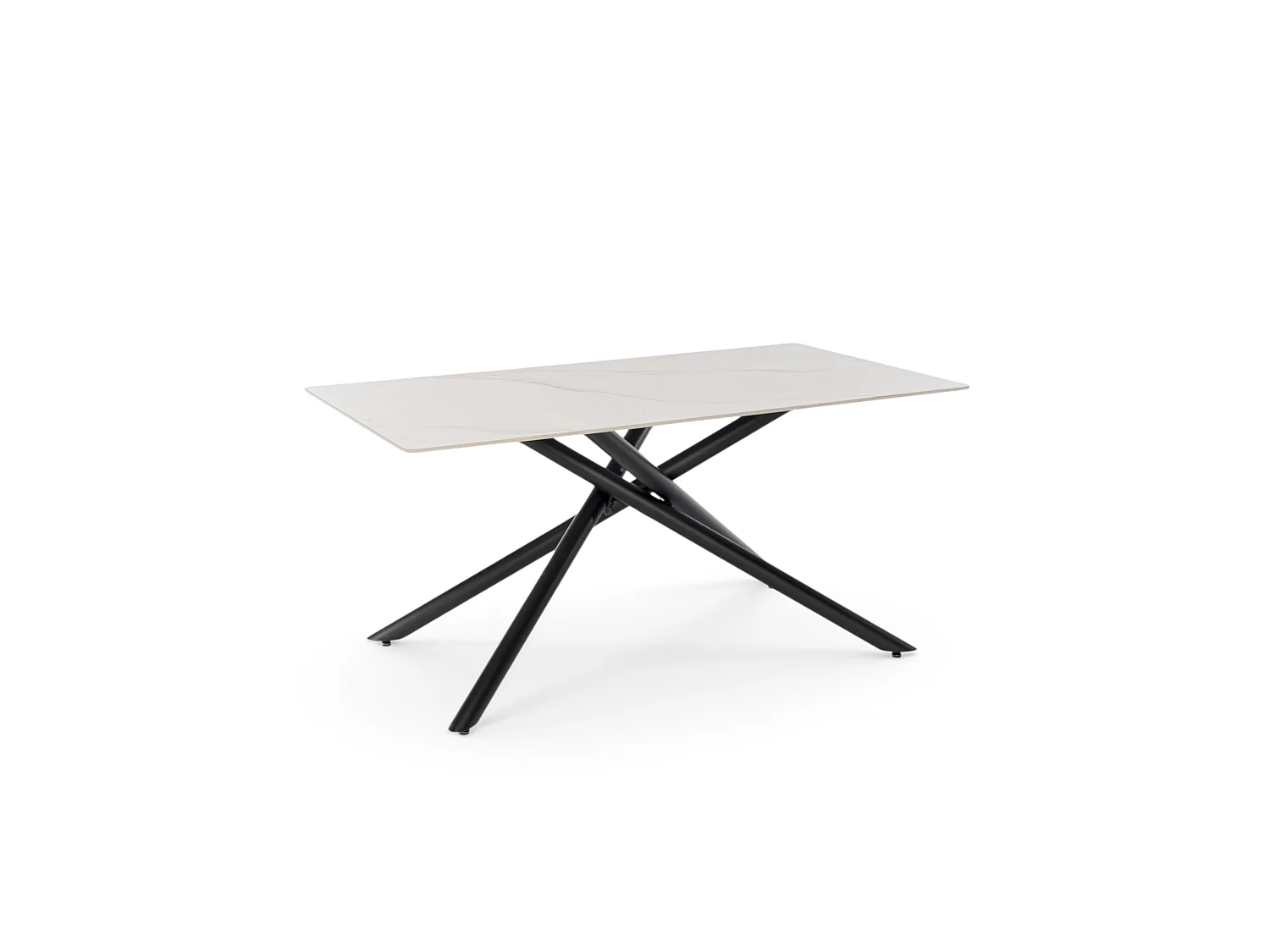 Stół ceramiczny efekt Calacatta z nogami X, 160 cm – MACINAGGIO