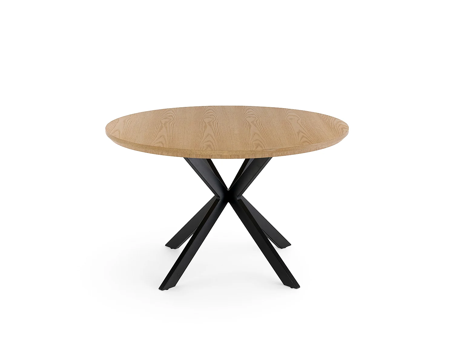 Tavolo rotondo impiallacciato rovere con gambe a X nere Ø100 cm-GIRAGLIA