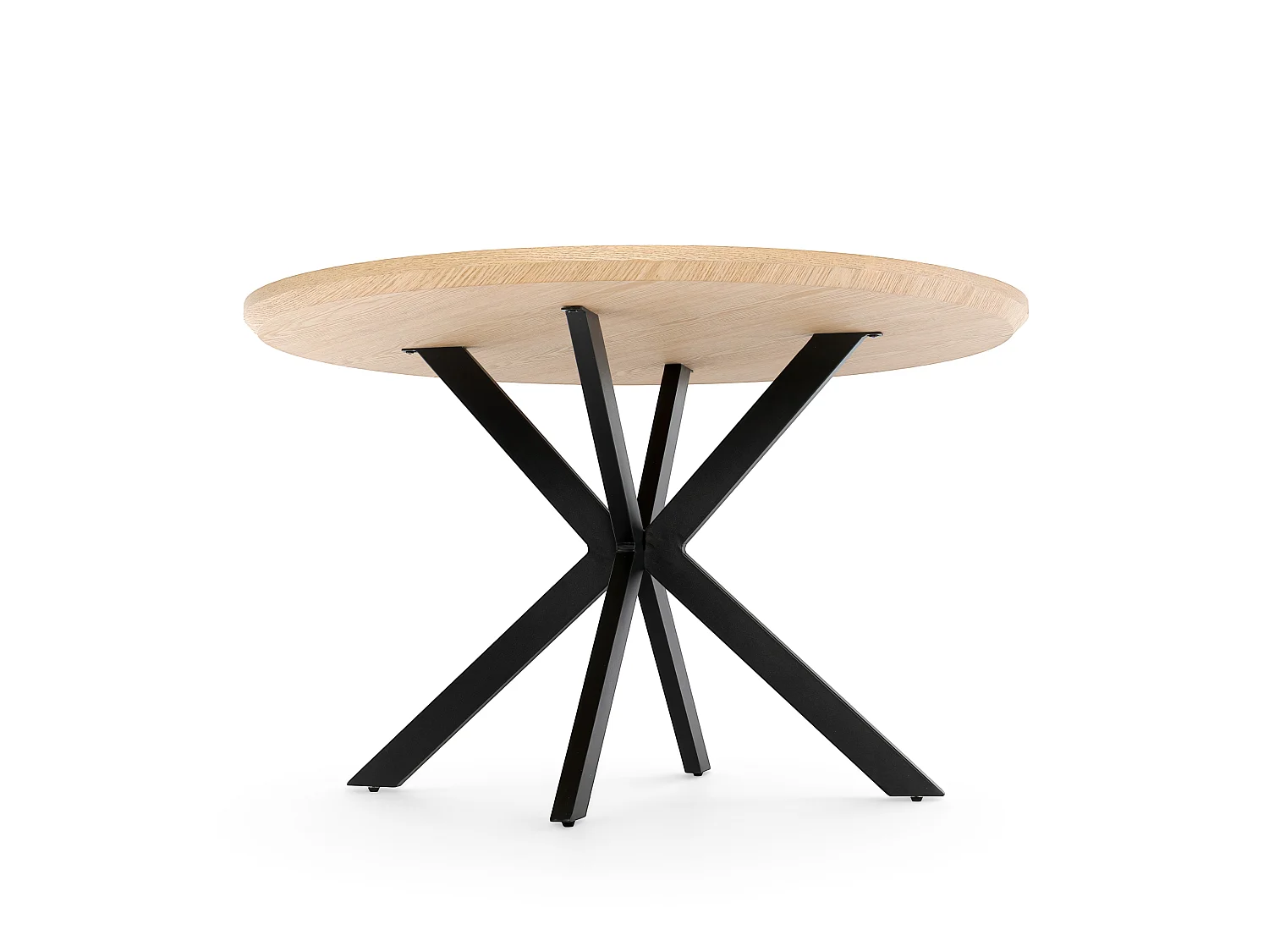 Tavolo rotondo impiallacciato rovere con gambe a X nere Ø100 cm-GIRAGLIA