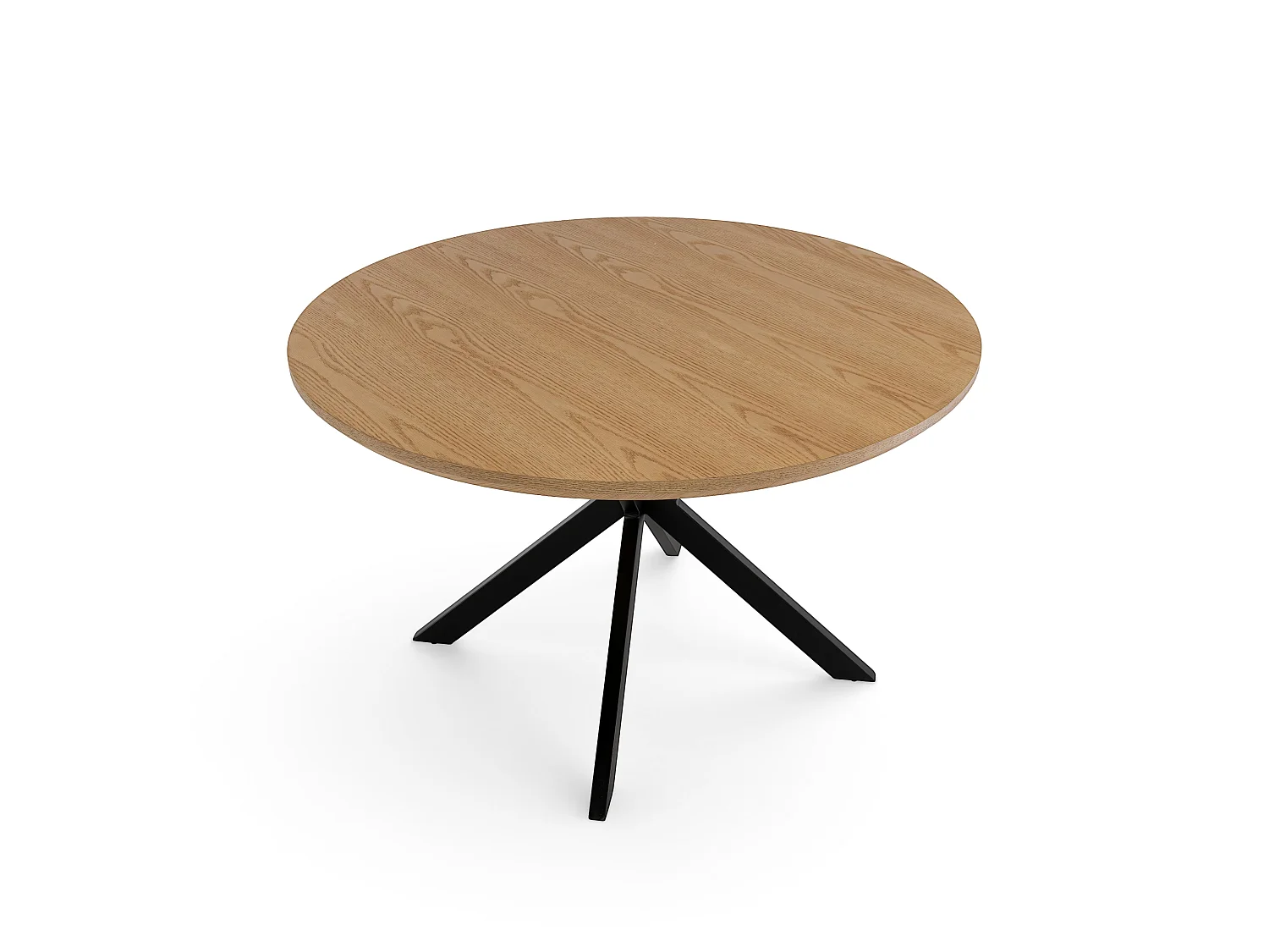 Tavolo rotondo impiallacciato rovere con gambe a X nere Ø100 cm-GIRAGLIA