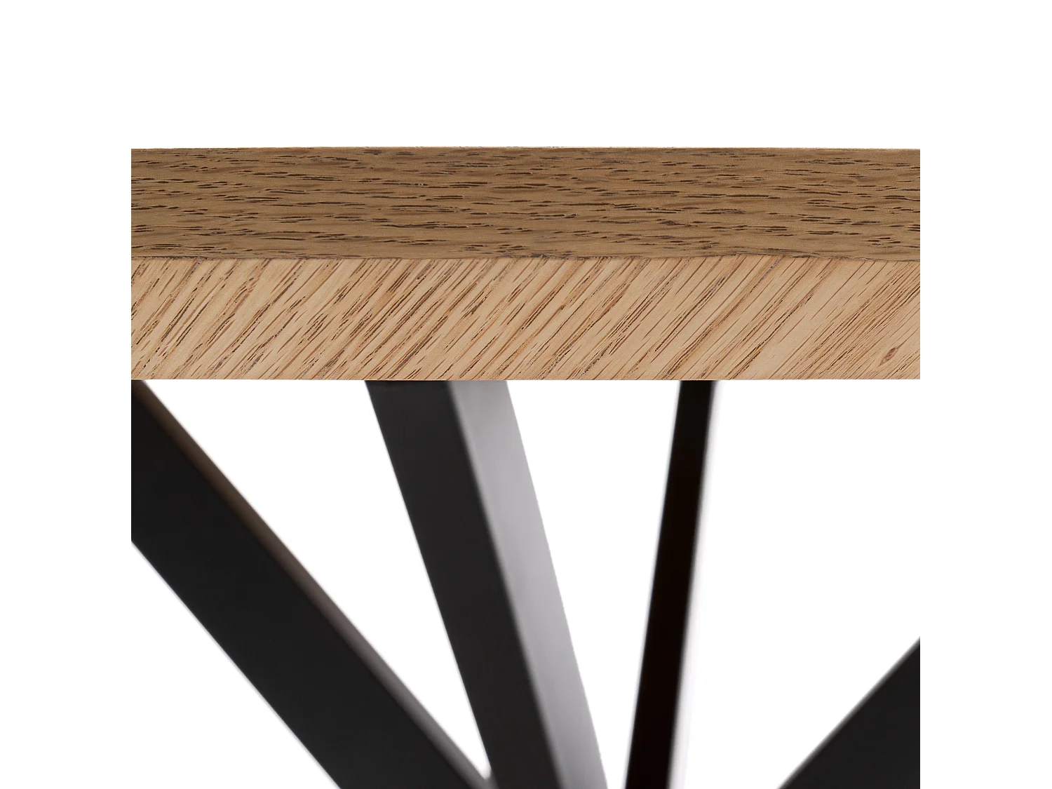 Tavolo rotondo impiallacciato rovere con gambe a X nere Ø100 cm-GIRAGLIA