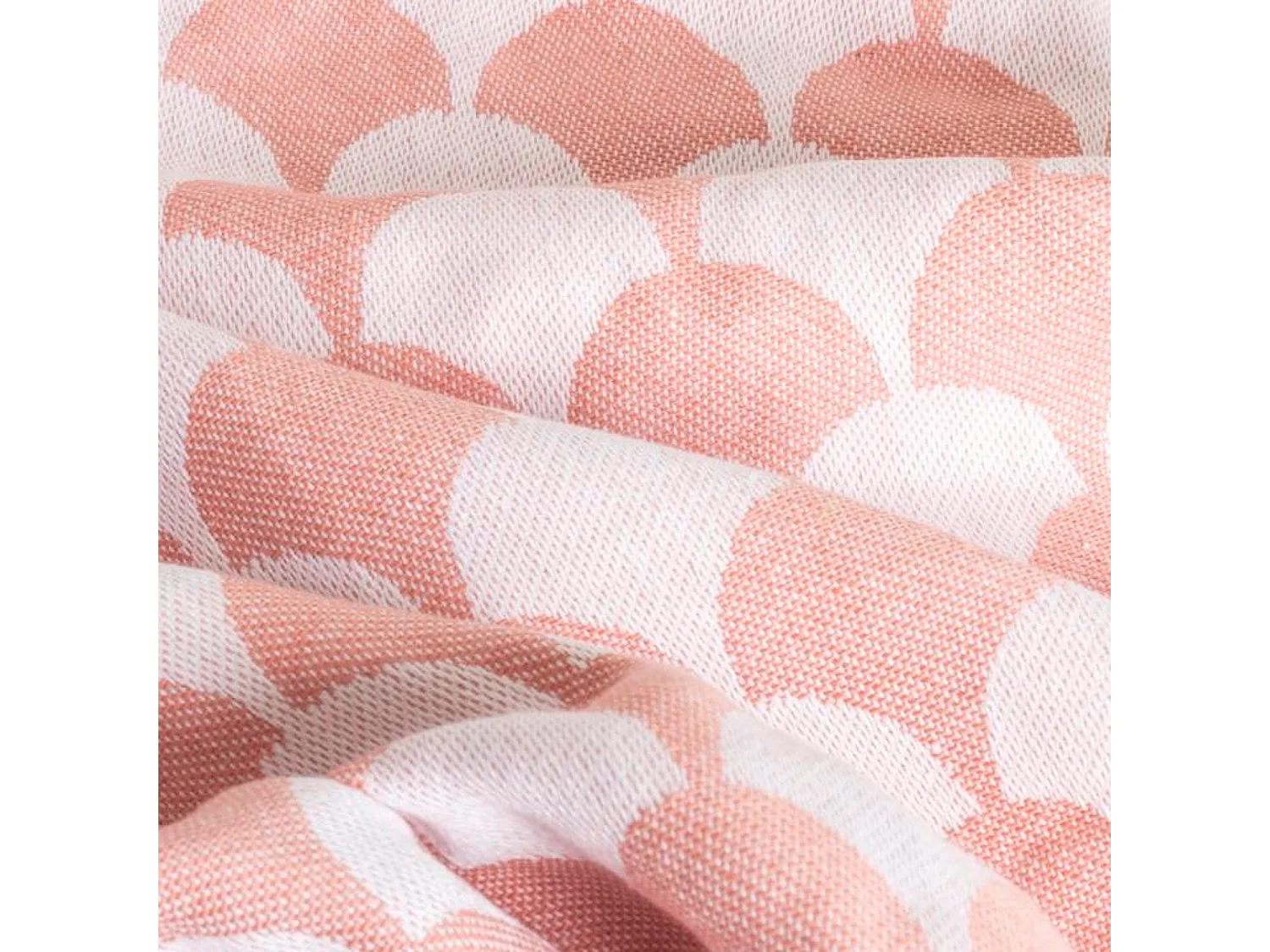 Couverture plaid DROPALL en coton 100% - Rose saumon et blanc avec franges - SACASA