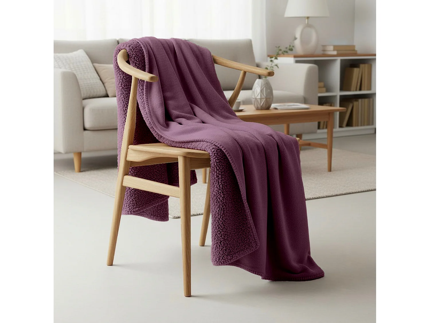 Couverture plaid violette 130x170cm SMOOTIK - SACASA