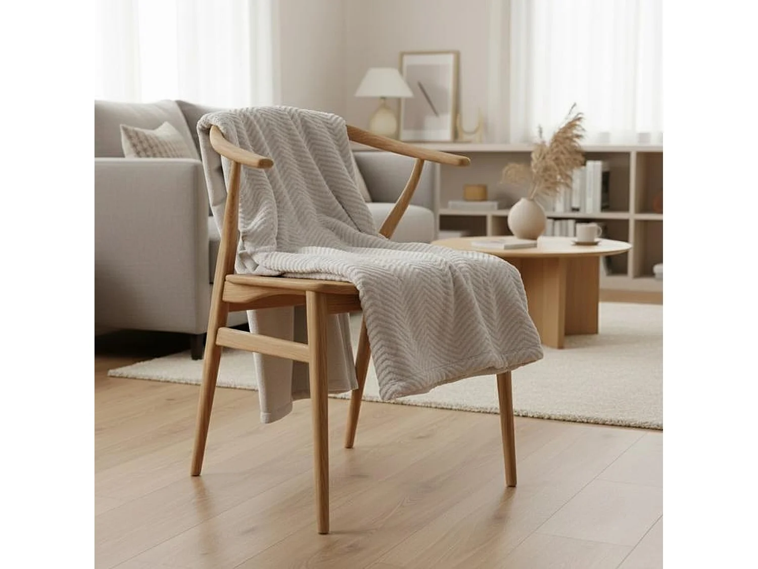 Couverture plaid beige 130x170cm ARYNDAL - SACASA